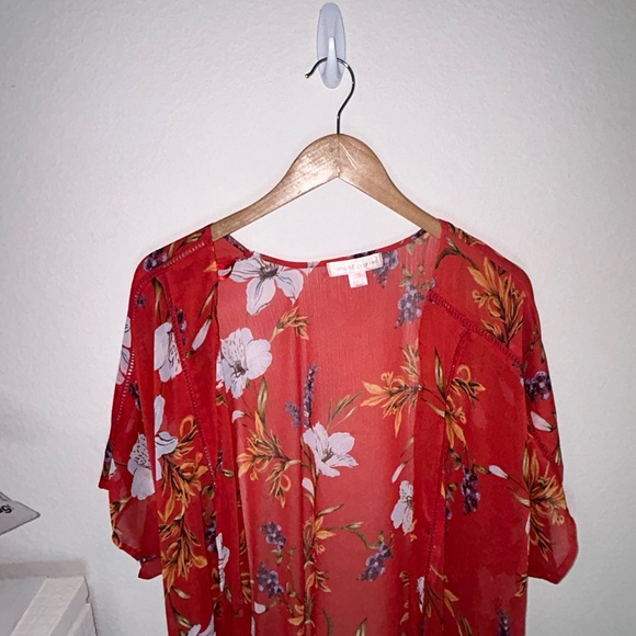 Band of Gypsies Red floral kimono xs/s - Picture 6 of 8